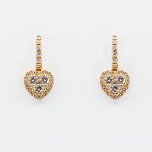 Orecchini cuori pendenti Liberty Rose - Gioielleria Casavola di Noci - gioiello in oro rosa 18 ct con diamanti - idee regalo compleanno romantico moglie