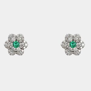 Orecchini smeraldo Water Lily Nature White - Gioielleria Casavola di Noci - gioiello in oro bianco 18 ct - idee regalo per una ragazza semplice