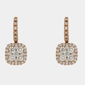 Orecchini quadrati pendenti Liberty Rose - Gioielleria Casavola di Noci - gioielli in oro rosa 18 ct con diamanti - idee regalo per donna che ha tutto
