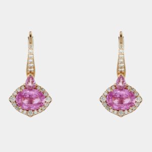 Orecchini zaffiri rosa Cat Eye Nature - Gioielleria Casavola di Noci - gioielli in oro rosa 18 ct con diamanti - idee regalo compleanno moglie 50 anni