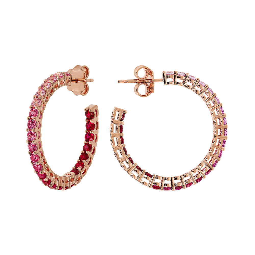 Orecchini cerchio grandi Bronzallure WSBZ02120ROSE - Gioielleria Casavola di Noci - idee regalo compleanno ragazza 22 anni - color oro rosa con zirconia cubica degradè