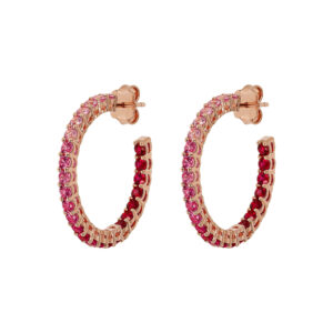 Orecchini cerchio grandi Bronzallure WSBZ02120ROSE - Gioielleria Casavola di Noci - idee regalo compleanno ragazza 22 anni - golden rosè con pietre tondo brillante colorate