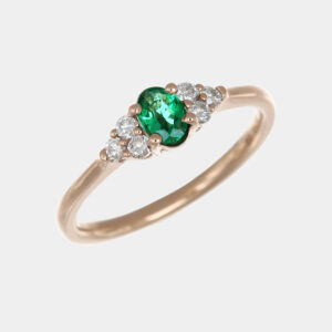 Anello fantasia smeraldo 0.37 ct Enjoy Rosé - Gioielleria Casavola di Noci - gioiello in oro rosa 18 carati con diamanti - idee regalo per festeggiare una neomamma