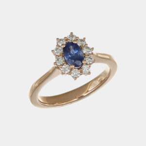 Anello zaffiro 0.78 ct Sunflower Nature Rosé - Gioielleria Casavola di Noci - gioiello in oro rosa 18 carati con diamanti - idee regalo compleanno 40 anni moglie