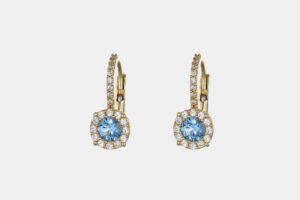 Orecchini oro giallo monachella zirconi azzurri - Gioielleria Casavola di Noci - idee regalo compleanno 60 anni nonna