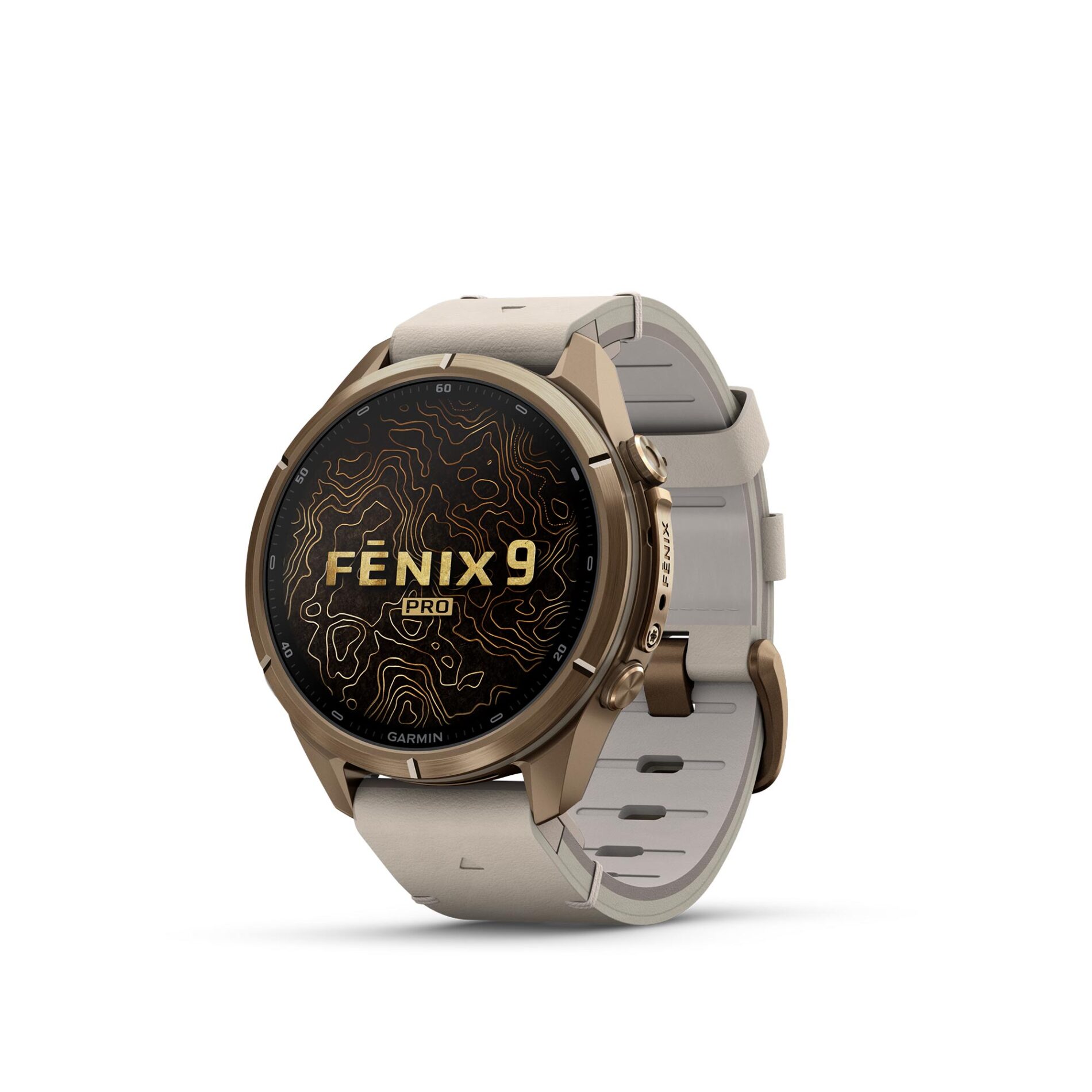 Garmin Fenix 9 Pro 43 mm Gold Titanium InReach - Gioielleria Casavola di Noci - smartwatch GPS unisex per sportivi con schermo touchscreen AMOLED