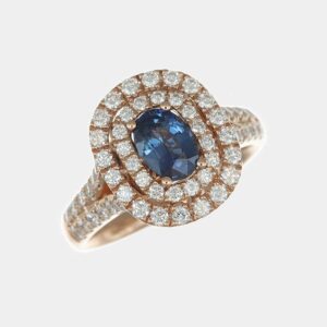 Anello double halo zaffiro Prestige Rosé - Gioielleria Casavola di Noci - gioiello in oro rosa 18 ct - idee regalo per proposta di matrimonio preziosa