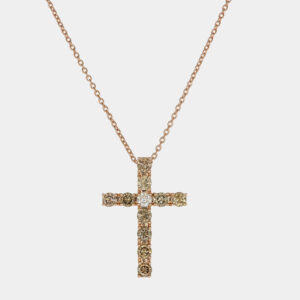 Collana croce diamanti brown Angelus base Rosé