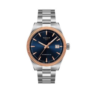 Tissot Gentleman Gold Bezel T934.807.41.041.00 - Gioielleria Casavola di Noci - orologio automatico svizzero con ghiera in oro rosa - quadrante blu