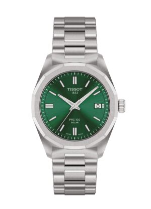 Tissot PRC 100 Solar 34MM T151.822.11.091.00 - Gioielleria Casavola di Noci - orologio svizzero da donna al quarzo con ricarica solare - vetro zaffiro - quadrante color verde
